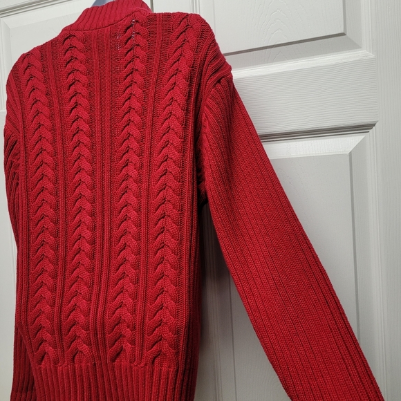Talbots Red Cable Knit Sweater - Picture 4 of 5